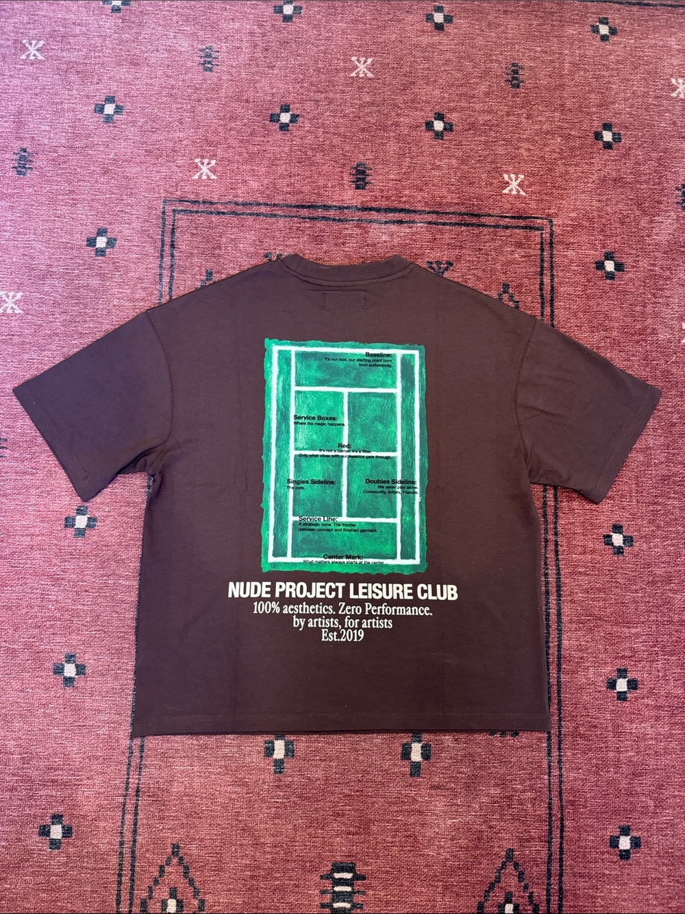 Nude Project Leisure Club Graphic T-Shirt - Brown with Green Print